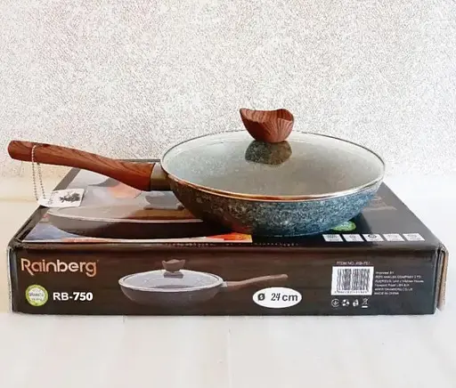 Универсальная сковорода Rainberg RB-751 с антипригарным мраморным покрытием 26 см с крышкой - фото 6