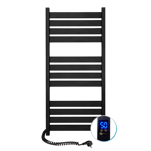 Электрический полотенцесушитель Navin Largo 500x1200 Sensor левосторонний с таймером, черный муар 12-244153-5012, Черный матовый, Левое, Электронный - фото 5