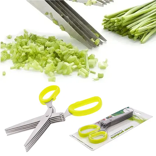Кухонные пятислойные ножницы для нарезки зелени и шинковки с мультилезвием, Kitchen Master Салатовый 86301 - фото 7