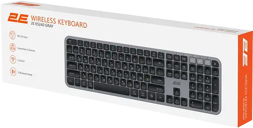 Клавіатура бездротова 2E KS240 Gray/Black (2E-KS240WG_UA)