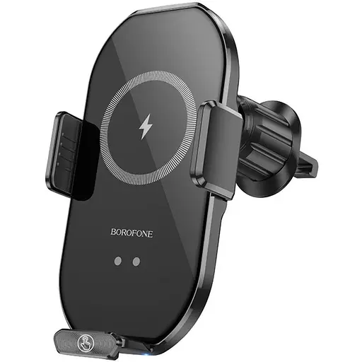 Автодержатель Borofone BH205 с беспроводной зарядкой 15W черный - фото 1