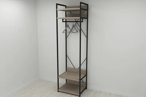 Шафа Гардероб Уні секція 2 серії Конект Ferrum-decor 220x60x50см Чорний метал ДСП Дуб Сонома Трюфель 32 мм (FRD-104538) - фото 4