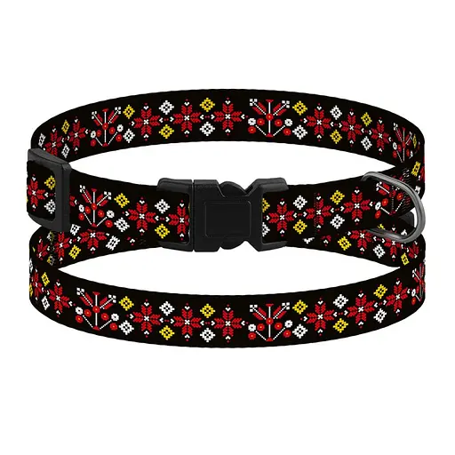 Ошейник для собак Баркси Urban патриотический Вышиванка черная