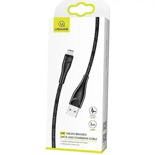 Кабель Usams MicroUSB U41 Braided 2A 1m (Black) [62242] - фото 2
