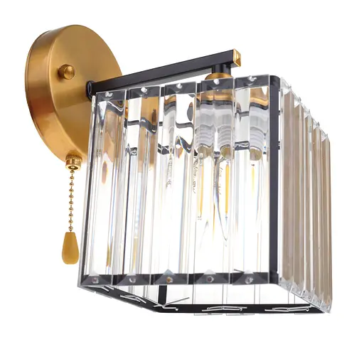 Бра Brille LK-717W/1 E27 BK+GDB зі шнуровим вимикачем чорне