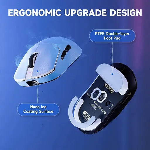 Ігрова бездротова мишка Attack Shark X8 Pro / Три режими підключення / 8К / Сенсор PAW3395 Pro / White - фото 4