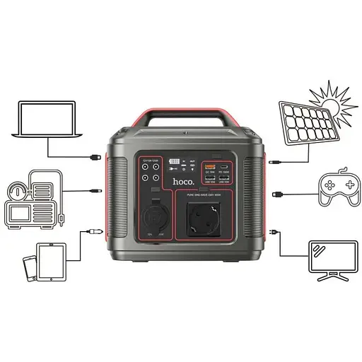 Портативная электростанция Hoco DB28, 80000 mAh, 300W, 3USB, Type-C, AC, PD, QC, black - фото 6