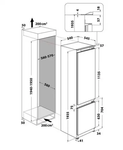 Холодильник Whirlpool WHC20D023B1 SF (встраиваемый) - фото 4