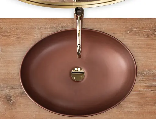 Умивальник Rea Villa Copper накладний REA-U9668, Коричневий - фото 3
