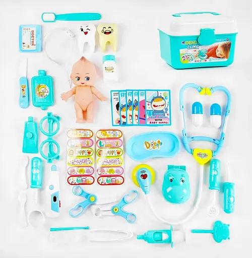 Набор врача HZB 811 B, пупс с аксесс., свет, в чемодане (6983845401109) - фото 1