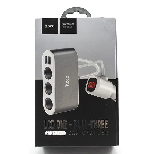 Автозарядное устройство Hoco Z13 LCD-тройник разветвитель - фото 2