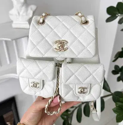 Рюкзак женский с кармашками (Белый) - фото 3