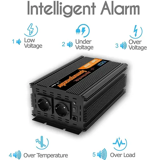Інвертор перетворювач напруги Edecoa Spannungswandler 12-230v 2500/5000w чистий синус (пульт дистанційного керування) - фото 3