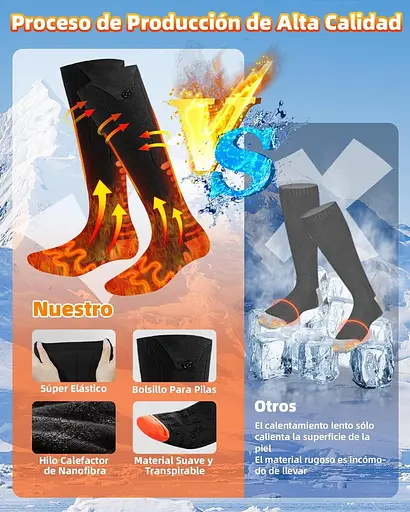 Шкарпетки з підігрівом 2024, теплові шкарпетки Eventek 7,4 В, що перезаряджаються, на 360° з підігрівом шкарпетки з підігрівом - фото 3