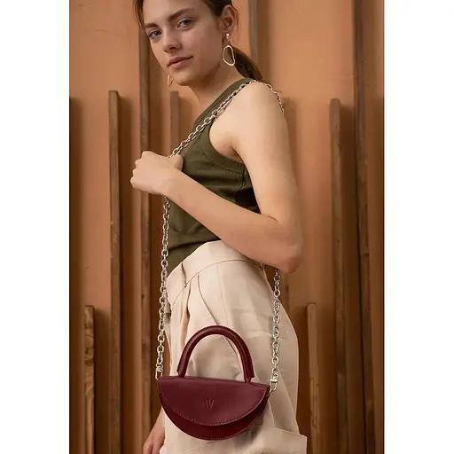 Жіноча шкіряна міні-сумка Сhris micro бордова - фото 1