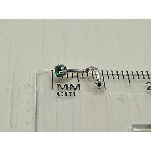 Срібна сережка-пірсинг в ніс Dear. 1018.1С Зелений - фото 3