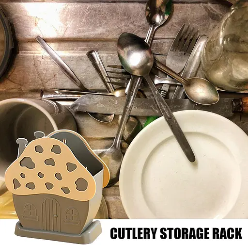 Подставка для сушки и хранения столовых приборов в виде домика, Yu Xin Голубой 87645 - фото 8