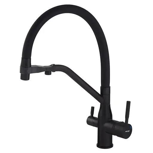 Змішувач для кухні Mixxus Premium Gravity 021 Black з гнучким виливом MI6978 Чорний матовий - фото 1