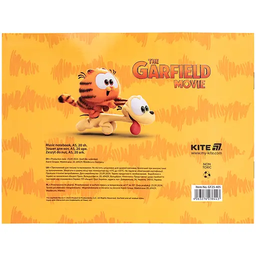 Зошит для нот Kite Garfield А5, 20 листів (GF25-405) - фото 5