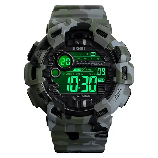 Мужские спортивные часы Skmei 1472 Champion (Зеленый камуфляж) - фото 2