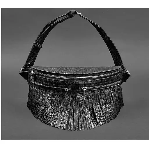 Шкіряна жіноча сумка на пояс Spirit чорна - фото 1