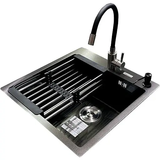 Комплект мийка + змішувач Romzha Arta U-450S BL (C)