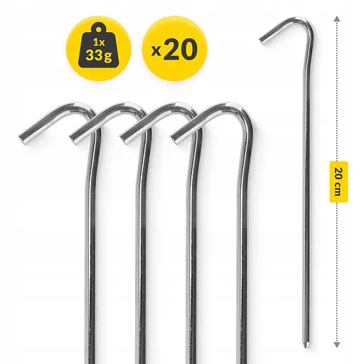 Набір кілочків для намету Mountain Goat сталеві 20 см 20 шт (P-5905973406864) - фото 5