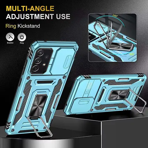 Ударопрочный чехол Camshield Army Ring для Samsung Galaxy A33 5G Голубой / Light Blue - фото 6