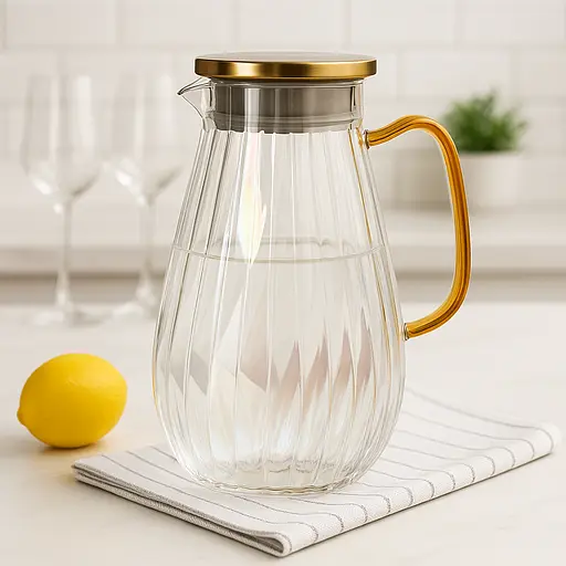 Графин стеклянный с крышкой 1.8л. Кувшин для напитков [MD] - фото 2