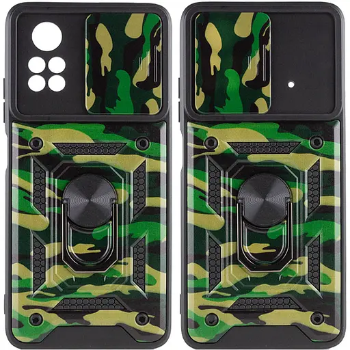 Ударостійкий чохол Camshield Serge Ring Camo для Xiaomi Poco X4 Pro 5G Зелений / Army Green - фото 2