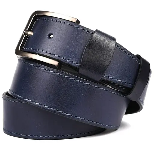 Кожаный ремень LIMARY синий с строчкой 4х120 см acs0032084 - фото 4
