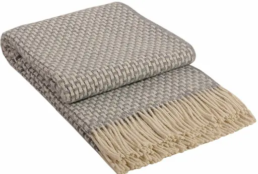 Плед вовняний Vladi Рогожка 140х200 сіра - фото 1