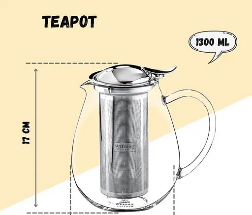 Чайник для заварювання Wilmax Thermo скляний з ситом 1.3 л (WL-888803/А) - фото 5