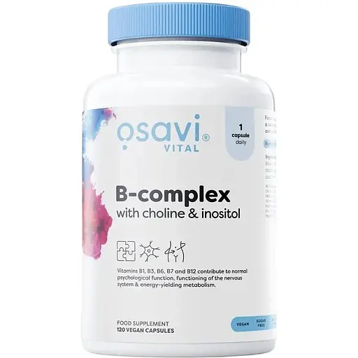 Комплекс вітамінів групи B Osavi B-complex with choline & inositol, 120 капсул з холіном і інозитолом