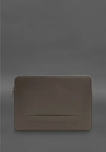 Кожаный чехол BlankNote для ноутбука на молнии с хлястиком и карманом Темно-бежевый - фото 2