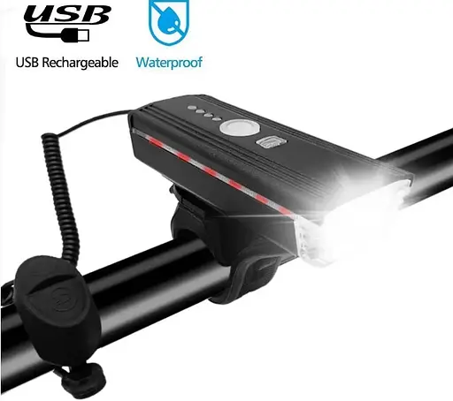 Велосипедный фонарь и велозвонок HJ-062 датчик света + выносная кнопка + microUSB + 4 режима / 3 режима - фото 7