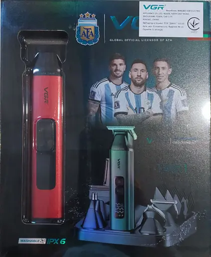 Универсальный триммер VGR V-117 6 в 1 машинка для стрижки волос бороды Красный 10 Вт USB - фото 3