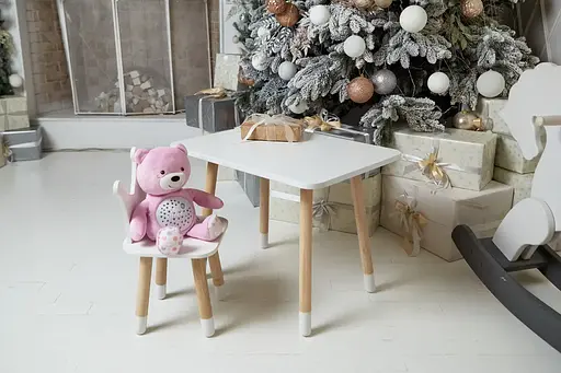 Детский прямоугольный столик (Белый) и стульчик Корона (Белая) - фото 8