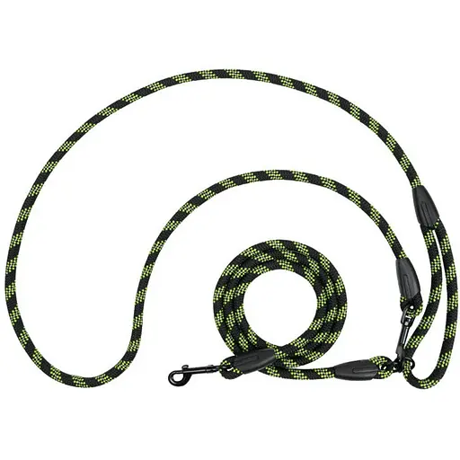 Поводок для собак Barksi Свободные руки светоотражающий 180х0.6 см черно-салатовый - фото 1