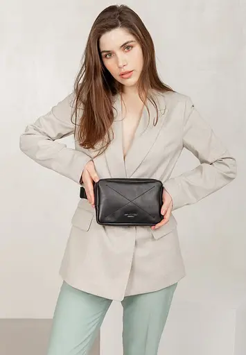 Шкіряна поясна сумка Dropbag Minі чорна - фото 2