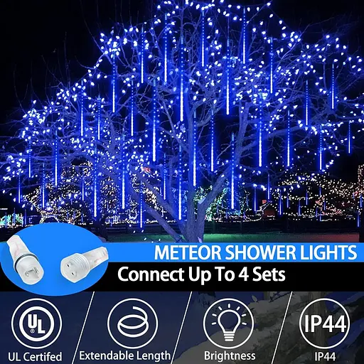 EEIEER Метеорные светодиодные огни, гирлянда 15,7 дюйма 10 трубок 320 светодиодов Рождественские метеорные огни Сосульки огни - фото 6
