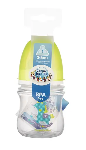 Бутылка с широким отверстием антиколиковая "Easystart" Цветные зверьки 120 мл Зеленая - фото 2