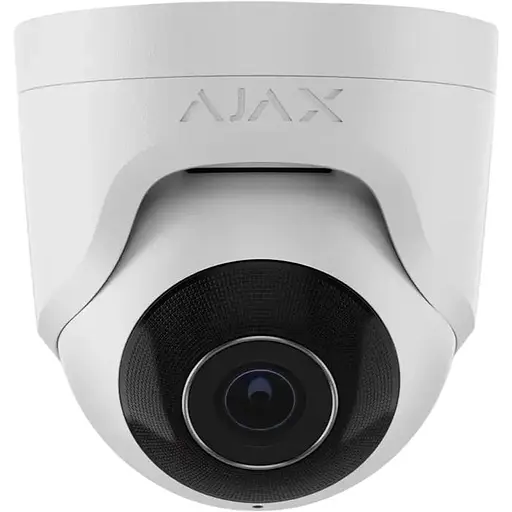 IP-камера Ajax дротова TurretCam, 5мп, 4мм, Poe, True WDR, IP 65, ІЧ 35м, аудіо, кут огляду 75°до 85°, купольна, біла