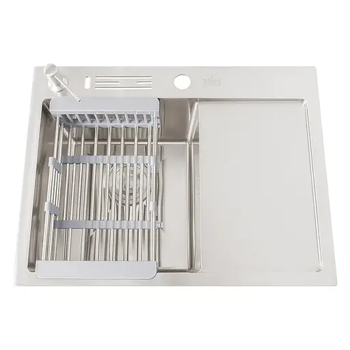 Кухонна мийка накладне з нержавіючої сталі з правим крилом 1.5 мм Nett NS-6045(R), Нержавіюча сталь - фото 2