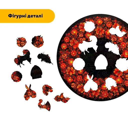 Деревянный пазл Петриковский Роспись Красная Ночь Екатерины Каракуци, А5, Картонная коробка 35 элементов - фото 3