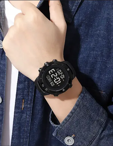 Чоловічий спортивний годинник Skmei 2015 (Чорний з чорним циферблатом) - фото 7