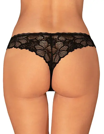 Трусики-стринги Obsessive Serafia XS/S чорний - фото 3