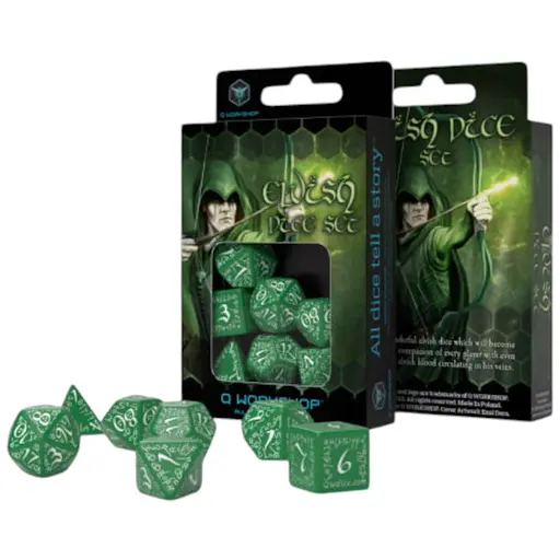 Набор кубиков Elvish Green & white Dice Set , 7 шт. (SELV03)