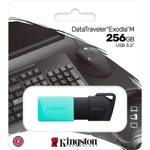 Флеш-накопичувач Kingston USB3.2 256GB DataTraveler Exodia M Black/Teal (DTXM/256GB) - фото 3