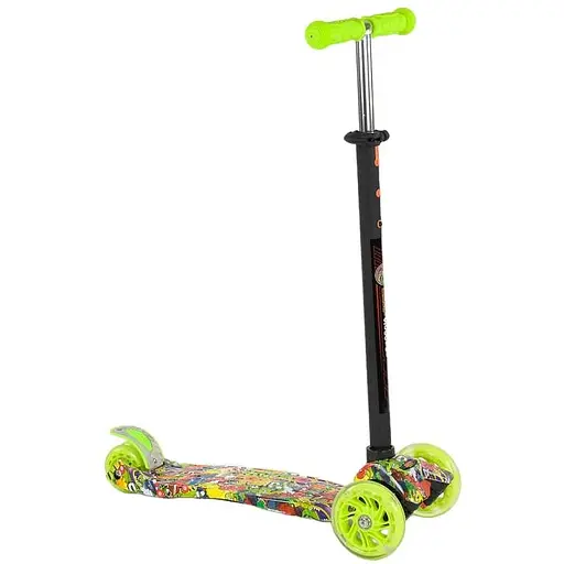 Самокат дитячий Best Scooter 59х17х26 см Салатово-чорний 000231416